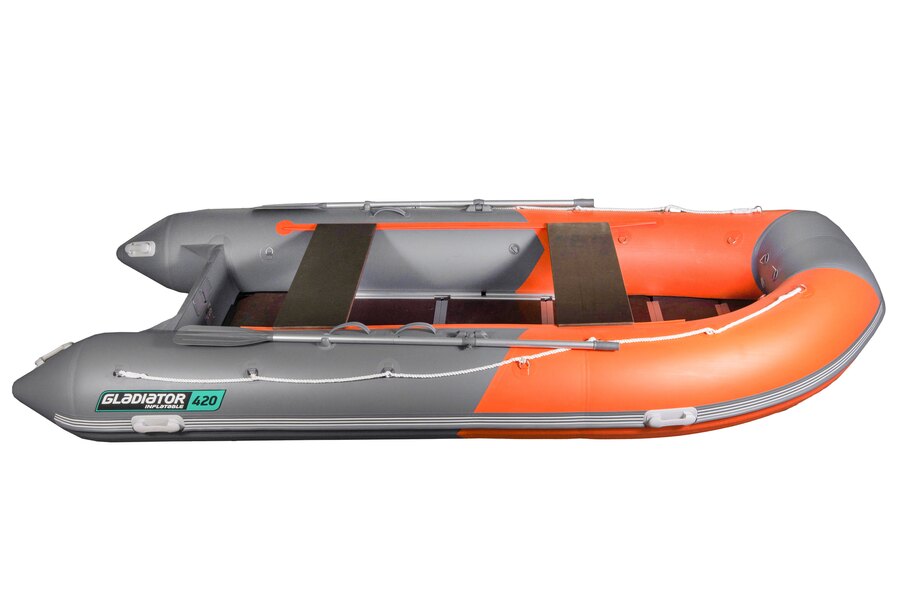 Надувная лодка GLADIATOR B420 оранжево/темно-серый фото комплектации —купить у официального дилера GLADIATOR
